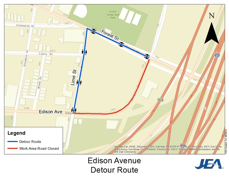 Edison Avenue Emergency Sewer Project Map